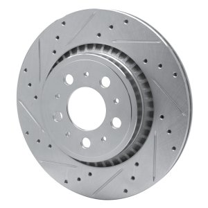 Volvo XC90 Brake Rotor (1) - Rear Left - R1 Concepts - Drilled & Slotted - Silver - `03-`14